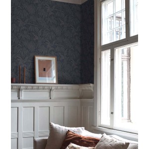 Papeldecor|Papel pintado étnico negro con máscaras africanas azules|Papel Pintado 2