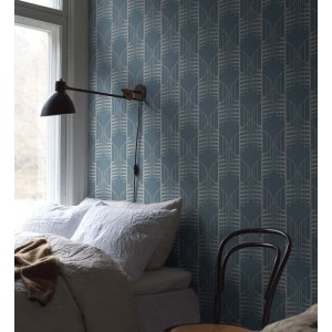 Casadeco|Papel Pintado liso azul verde, efecto textil denim|Papel Pintado 2