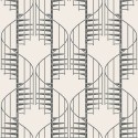Borastapeter|Papier peint vagues organiques médaillon style rétro monochrome|Art Déco