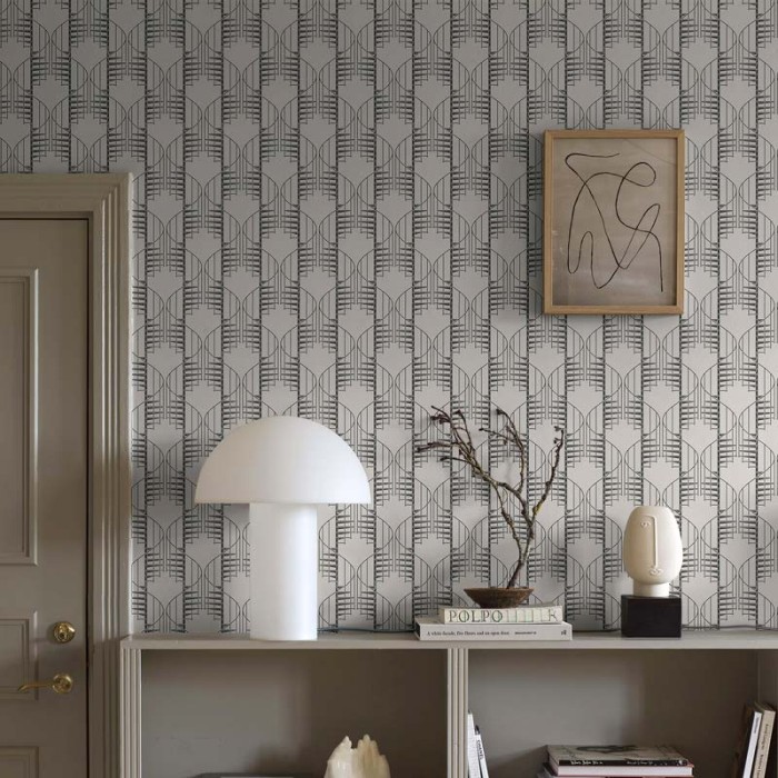 Borastapeter|Tapete retro monochrom Medaillon organische Wellen|Art Deco