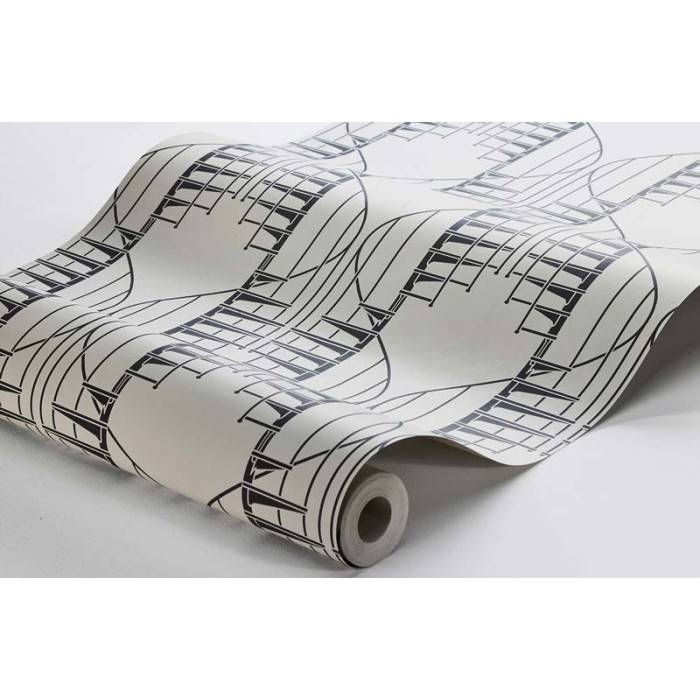 Borastapeter|Tapete retro monochrom Medaillon organische Wellen|Art Deco