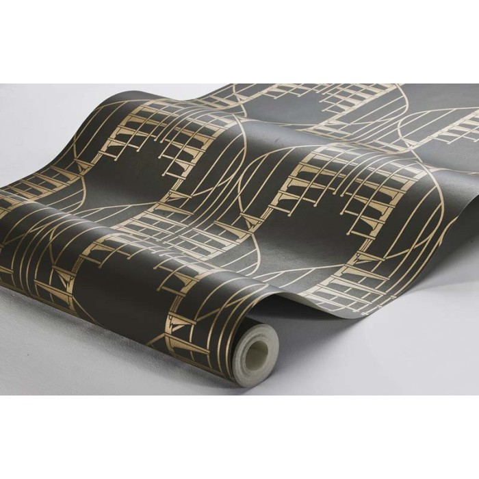 Borastapeter|Papel pintado ondas orgánicas medallón estilo retro geométrico|Papel Pintado