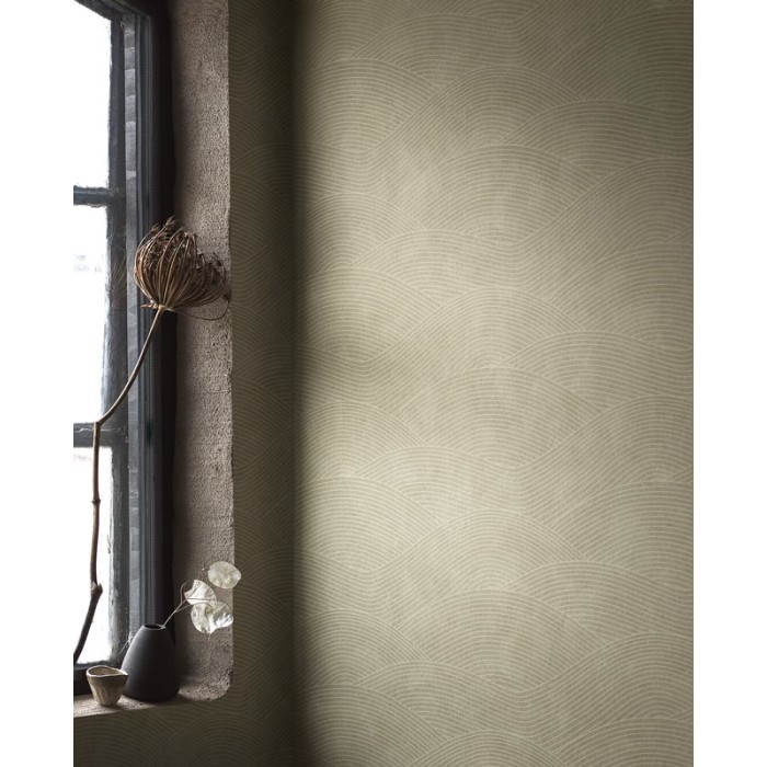 Papel pintado geométrico curvilíneo estilo natural escandinavo - Borastapeter Essens 3964
