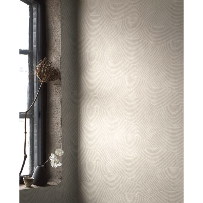Borastapeter|Papel pintado geométrico ondas estilo escandinavo en gris claro|Minimalista