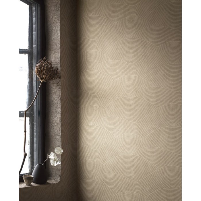Papel pintado geométrico ondas estilo clásico contemporáneo en beige - Borastapeter Essens 3961