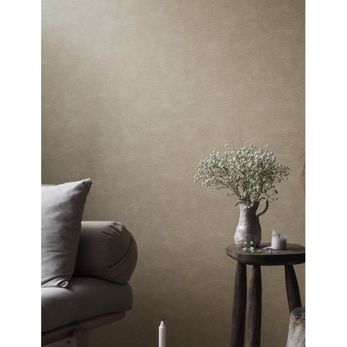 Borastapeter|Papel pintado geométrico ondas estilo escandinavo en beige cálido|Papel Pintado