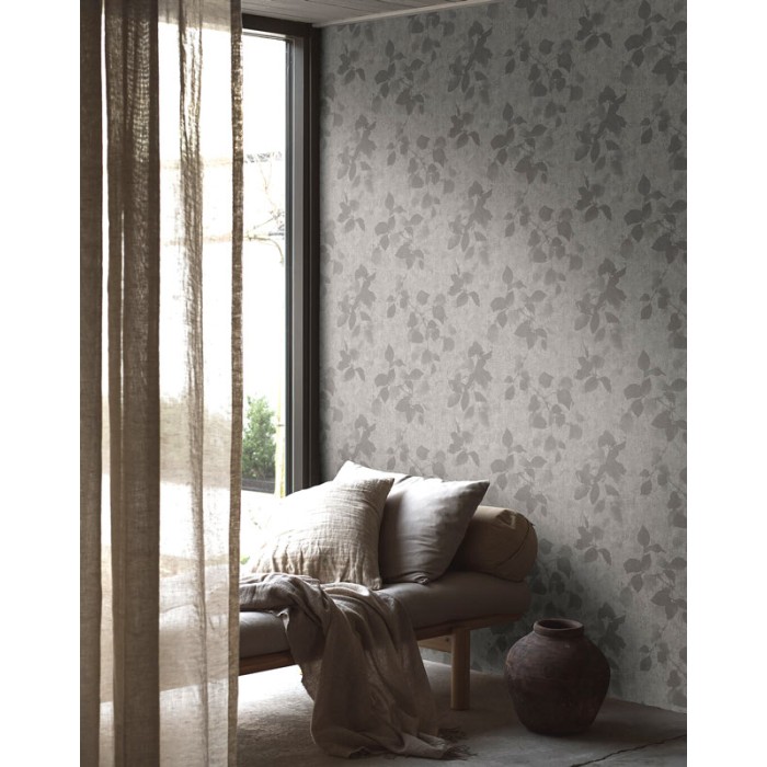 Borastapeter|Papel pintado hojas ramas estilo escandinavo en gris cálido|Papel Pintado
