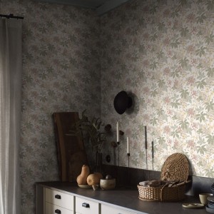 Casadeco|Einfache Tapete mit beigem Meerlavendel-Blumenmuster|Skandinavisch 2