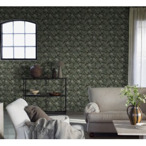 Papeldecor|Papier peint arbres et feuilles modernes sur fond noir|Papier Peint 2