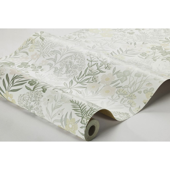 Borastapeter|Papel pintado floral pradera estilo escandinavo relajante en blanco y pastel|Escandinavo
