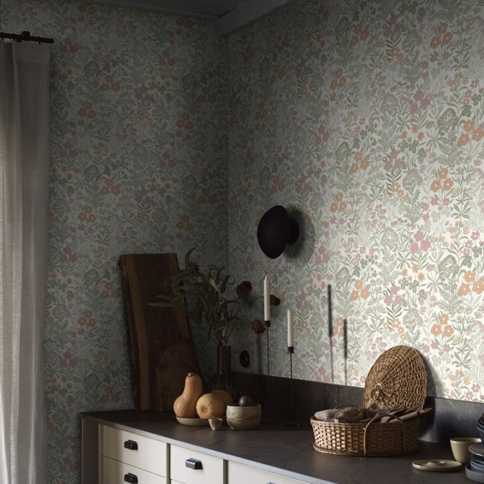 Borastapeter|Tapete Wiesenblumen floral skandinavisch cremeweiß Stil|Skandinavisch