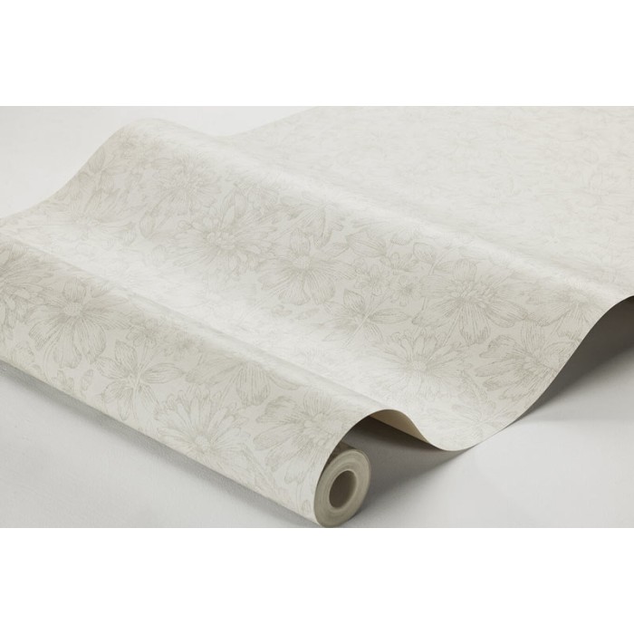 Borastapeter|Tapete groß floral Textiloptik skandinavisch warmgrau Stil|Tapeten