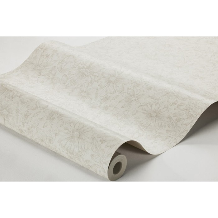 Borastapeter|Papel pintado floral grande efecto textil escandinavo en beige neutro|Escandinavo
