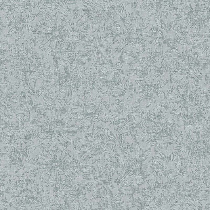 Borastapeter|Papel pintado floral grande efecto textil escandinavo en azul grisáceo|Escandinavo