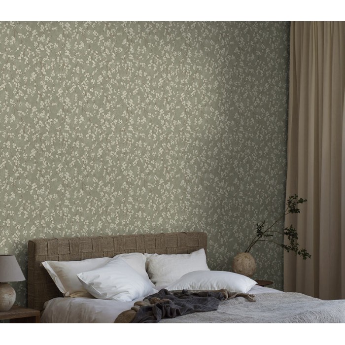 Borastapeter|Papier peint floral pommier style romantique scandinave vert jaune|Oriental