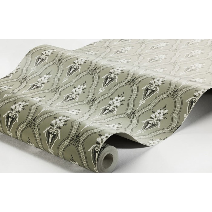 Papel pintado enrejado floral estilo escandinavo rústico en verde y blanco - Borastapeter Alla Tiders Hus 4165