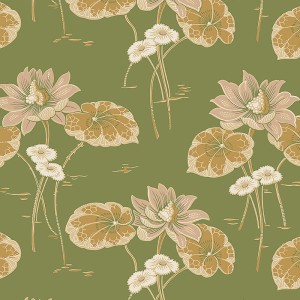 Borastapeter|Wallpaper blue brown Art Nouveau Scandinavian style water lilies|Wallpaper