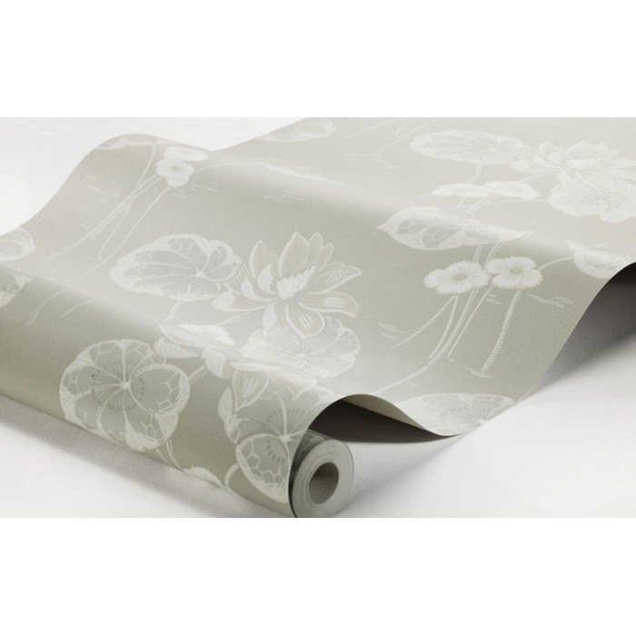 Borastapeter|Wallpaper grey white Art Nouveau Scandinavian style water lilies|Wallpaper