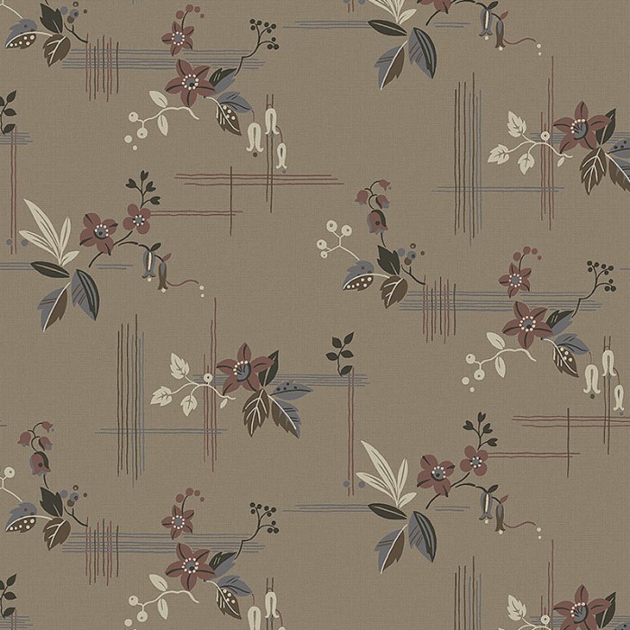 Borastapeter|Papel pintado floral geométrico estilo clásico en marrón y burdeos|Oriental