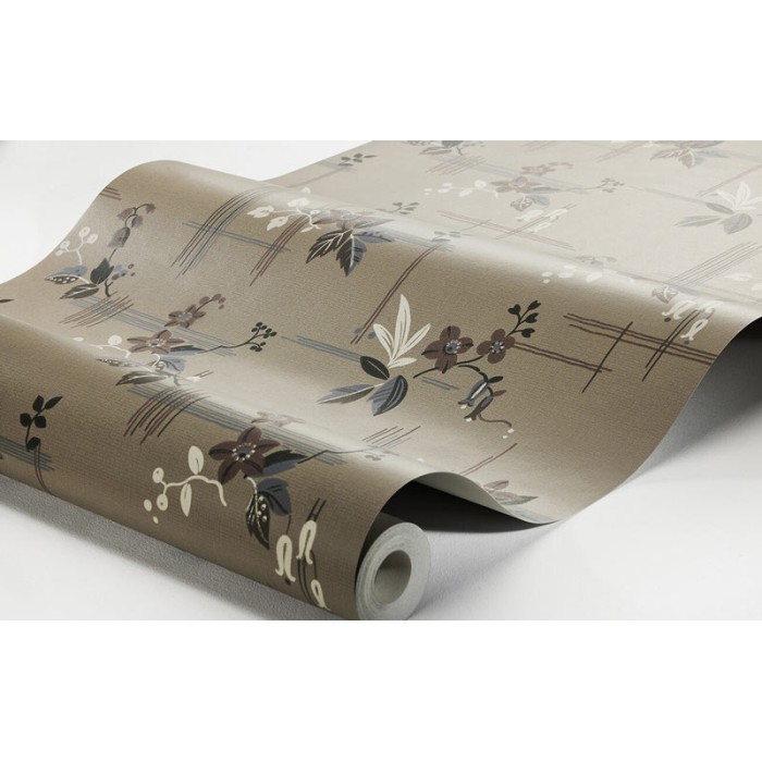 Borastapeter|Papel pintado floral geométrico estilo clásico en marrón y burdeos|Oriental