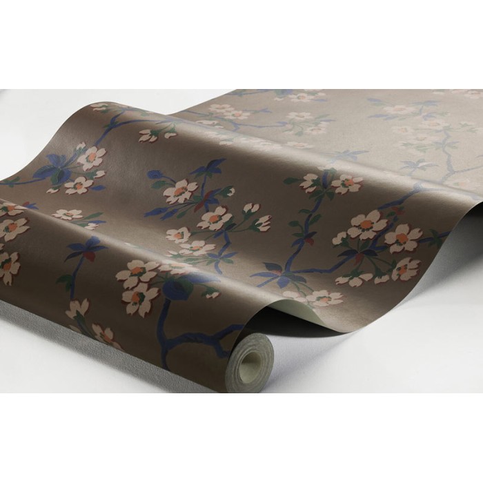 Borastapeter|Papel pintado floral cerezo estilo oriental en azul profundo|Papel Pintado