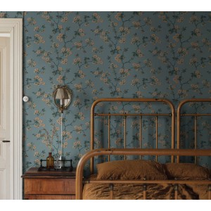 Borastapeter|Papier peint floral cerisier style oriental bleu profond|Papier Peint 2