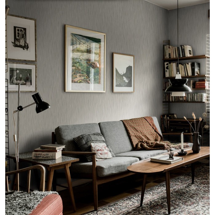 Papel pintado geométrico ondas estilo años en gris y verde azulado - Borastapeter Alla Tiders Hus 4178