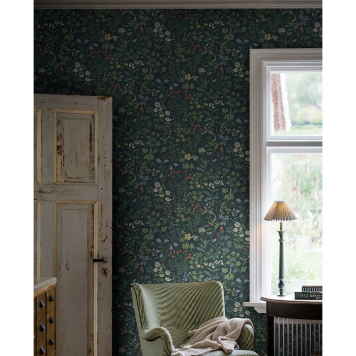 Borastapeter|Papier peint floral prairie style romantique bleu nuit|Papier Peint