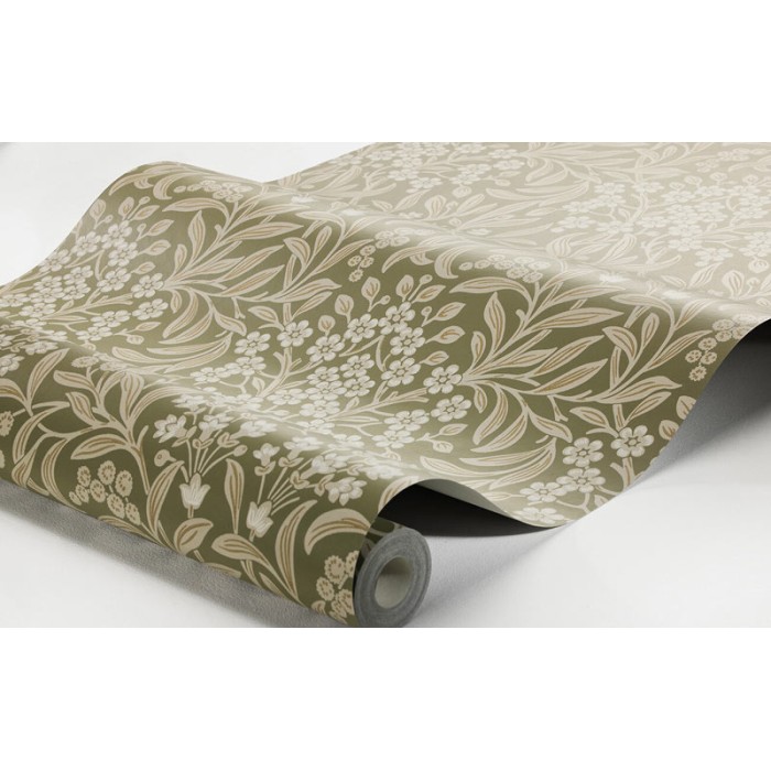 Borastapeter|Papier peint floral sinueux style rustique vert brun|Papier Peint