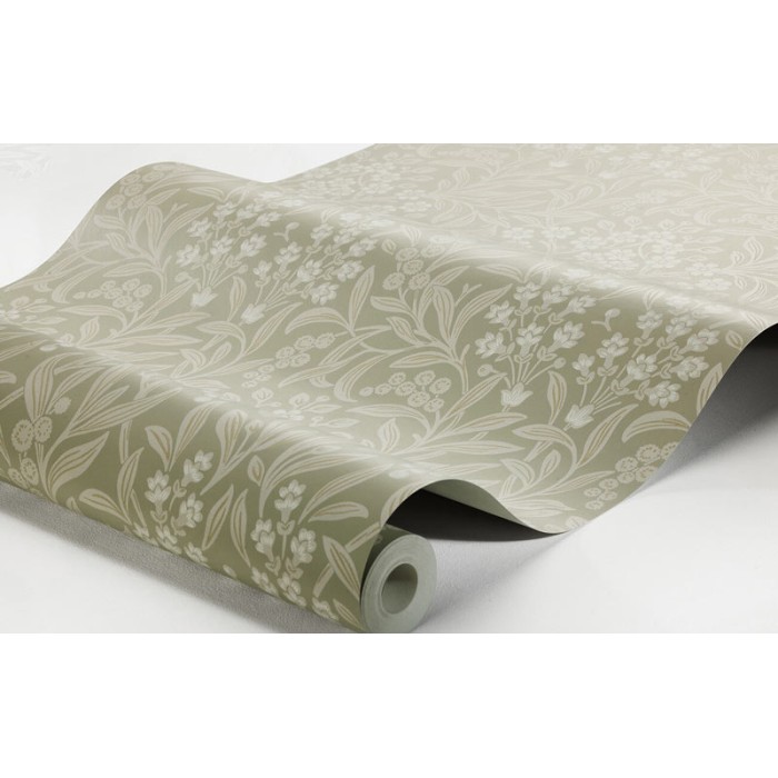 Borastapeter|Papel pintado floral serpenteante estilo art nouveau en verde y gris|Papel Pintado