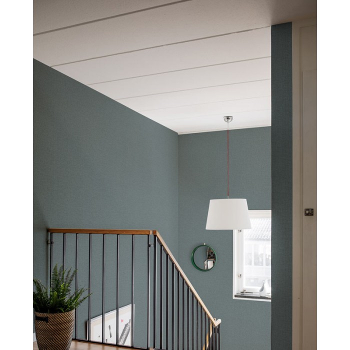 Papel pintado efecto textil estilo retro en azul apagado años - Borastapeter Alla Tiders Hus 4190