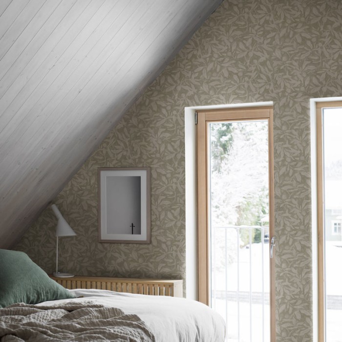 Borastapeter|Wallpaper contemporary Scandinavian style foliage in light green|Wallpaper