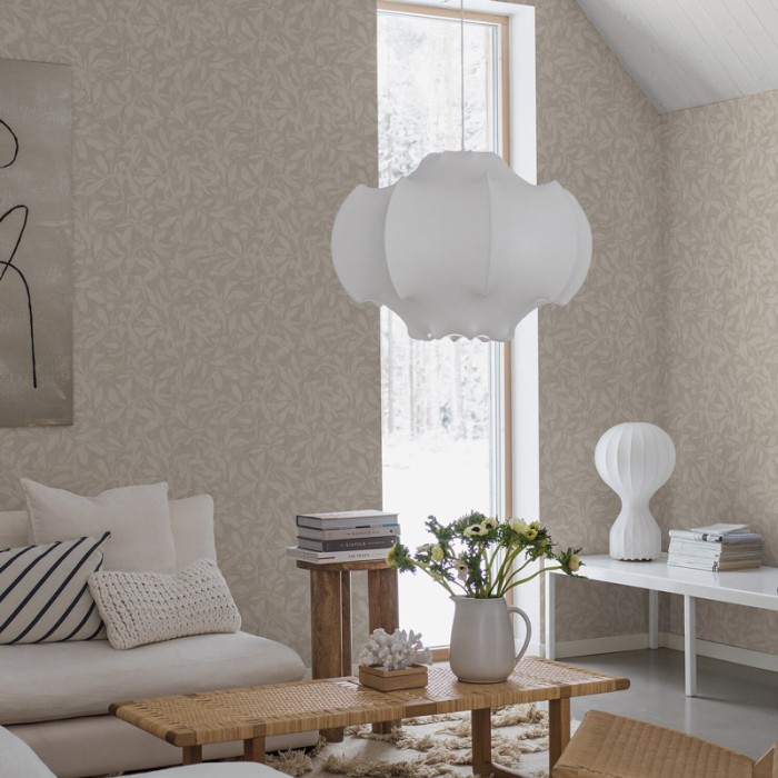 Borastapeter|Tapete skandinavisch klassisch Laub beige gräulich Stil|Tapeten