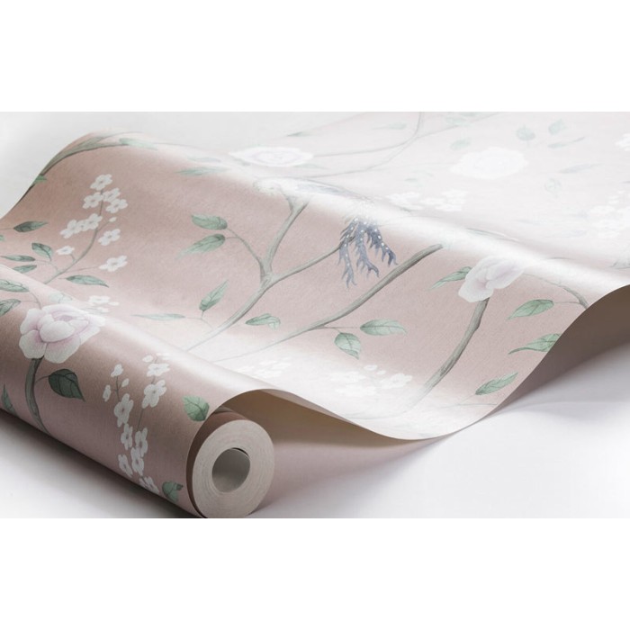 Borastapeter|Wallpaper oriental style birds in pink and blush|High-End