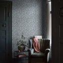 Borastapeter|Wallpaper oriental style floral in deep blue with mica|Wallpaper