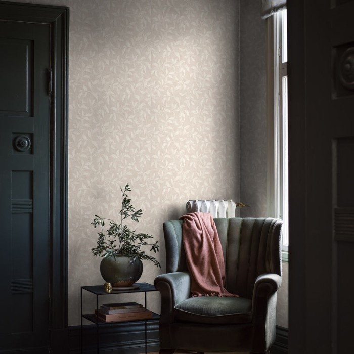 Borastapeter|Papel pintado floral estilo oriental en rosa palo y beige|Papel Pintado