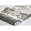 Borastapeter|Tapete romantisch floral Sträuße stahlgrau Stil|Tapeten