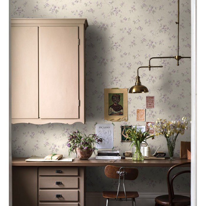 Borastapeter|Papier peint floral style vintage rose violet vert olive|Papier Peint