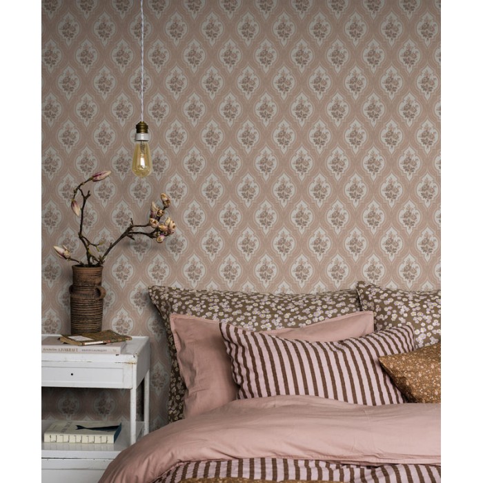 Borastapeter|Papel pintado floral medallón estilo clásico francés en marrón y beige|Papel Pintado