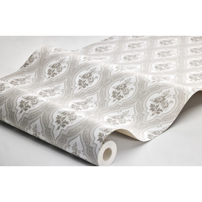 Borastapeter|Papier peint médaillon floral style classique français marron blanc|Damas