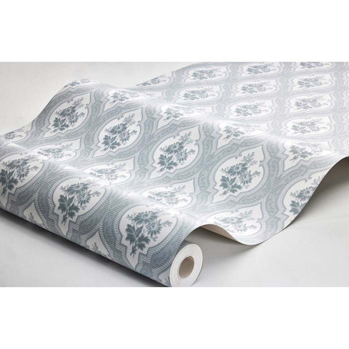 Borastapeter|Papier peint médaillon floral style bohème français bleu atténué|Damas