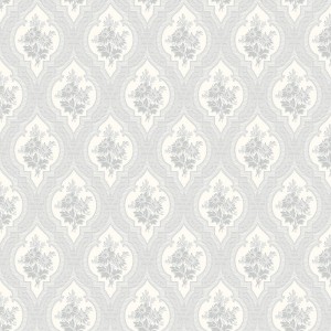 Grandeco|Ornamentaler Damast goldene Medaillons Tapete|Damast