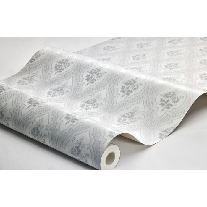Borastapeter|Tapete französisch elegant floral Medaillon grau weiß Stil|Damast