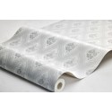 Borastapeter|Papier peint médaillon floral style élégant français gris blanc|Damas