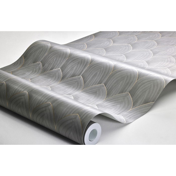 Papel pintado geométrico arcos estilo art deco en gris y dorado - Borastapeter Dreamy Escape 4277