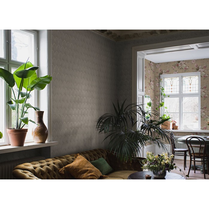 Borastapeter|Tapete minimalistisch geometrisch Bögen graubraun gold Stil|Tapeten