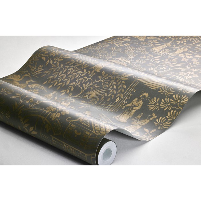 Borastapeter|Tapete bohemien orientalisch Garten graphitgrau gold Stil|Figurative