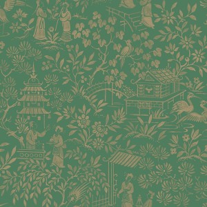 Rasch|Wallpaper Oriental gray-green floral|Japanese Flowers
