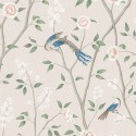 Borastapeter|Wallpaper romantic oriental style birds of paradise in pink and blue|High-End