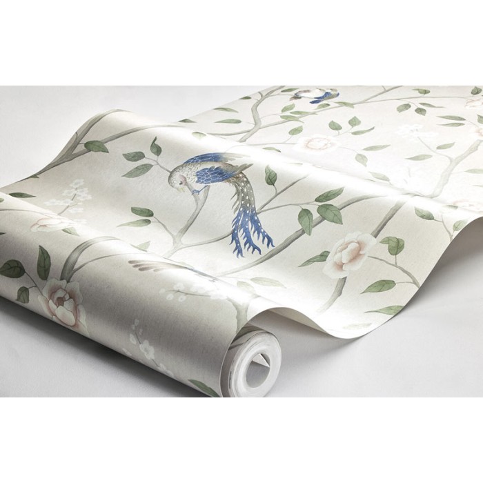 Papel pintado aves del paraíso estilo oriental romántico en rosa y azul - Borastapeter Dreamy Escape 4270